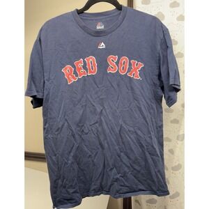 Majestic Mookie Betts 50 Boston Red Sox Dark Blue Tee Shirt GOOD Condition Large